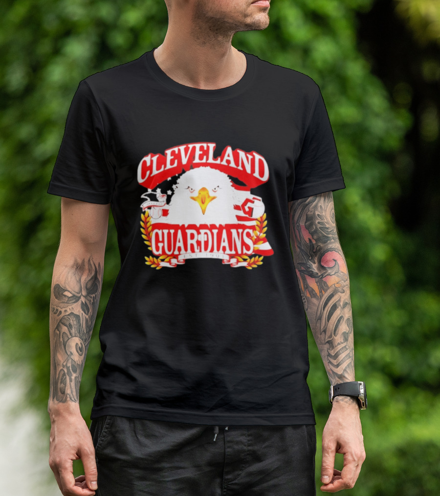 Cleveland Guardians Bald Eagle American Flag Baseball Est 1901 T-Shirt