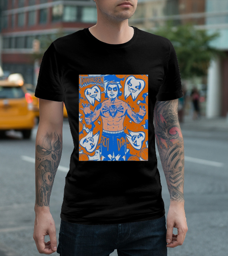 New York Knicks Danhausen Collaboration Uncursed Cartoon T-Shirt