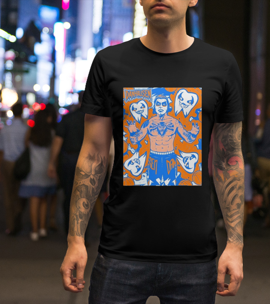 New York Knicks Danhausen Collaboration Uncursed Cartoon T-Shirt