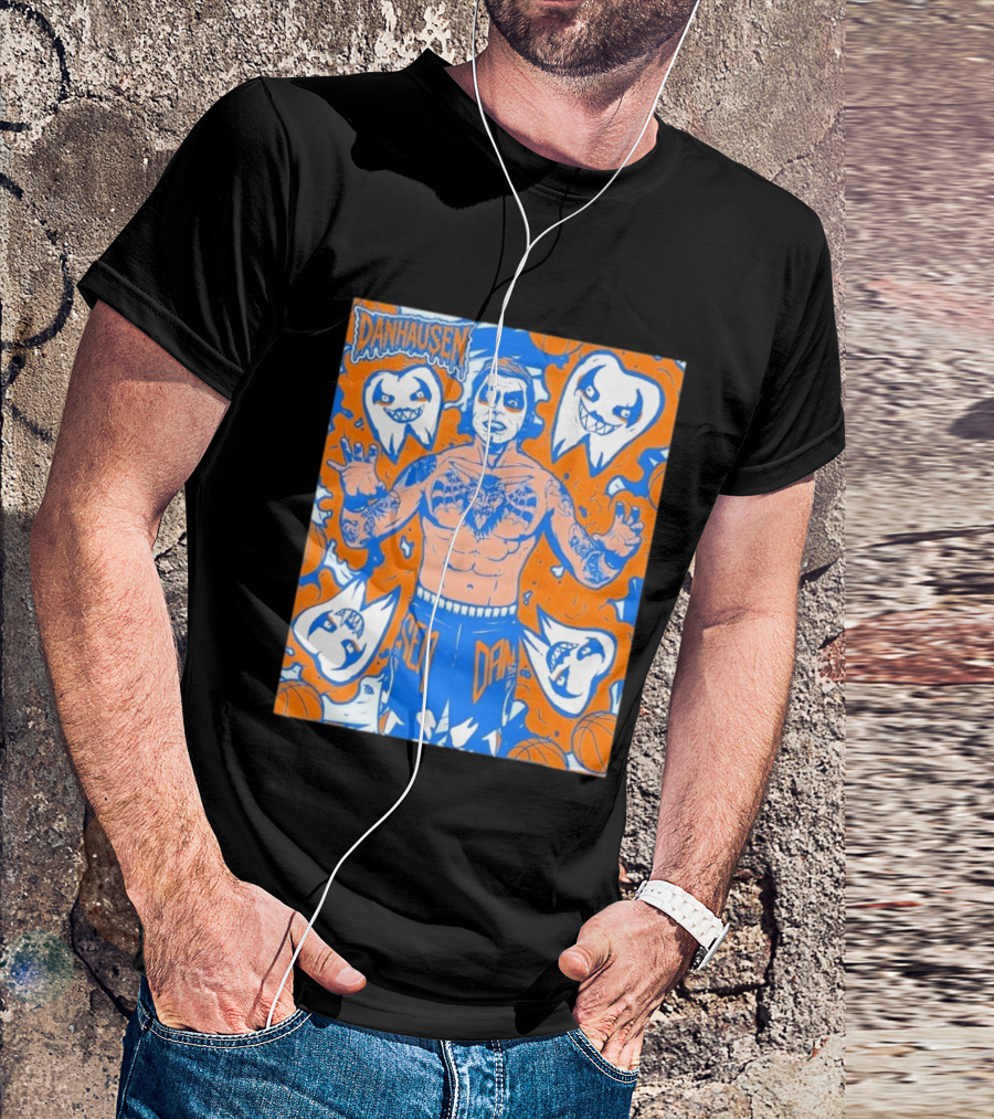 New York Knicks Danhausen Collaboration Uncursed Cartoon T-Shirt