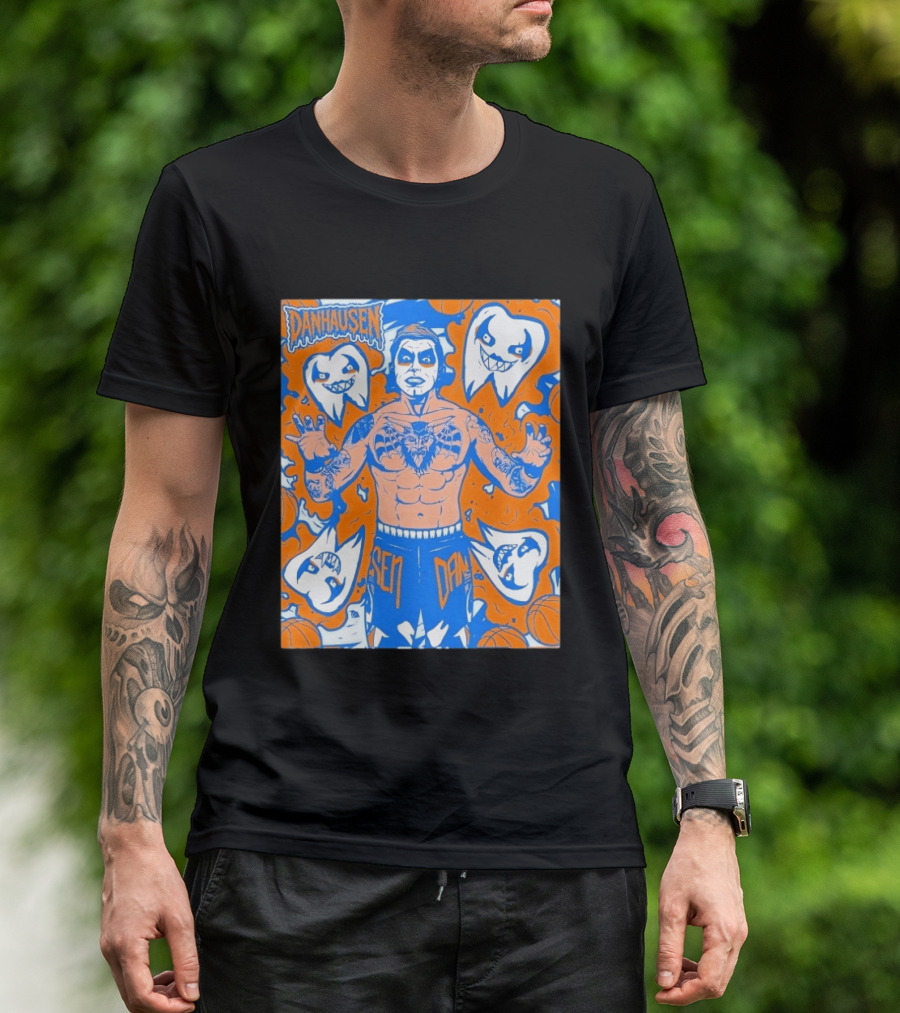New York Knicks Danhausen Collaboration Uncursed Cartoon T-Shirt