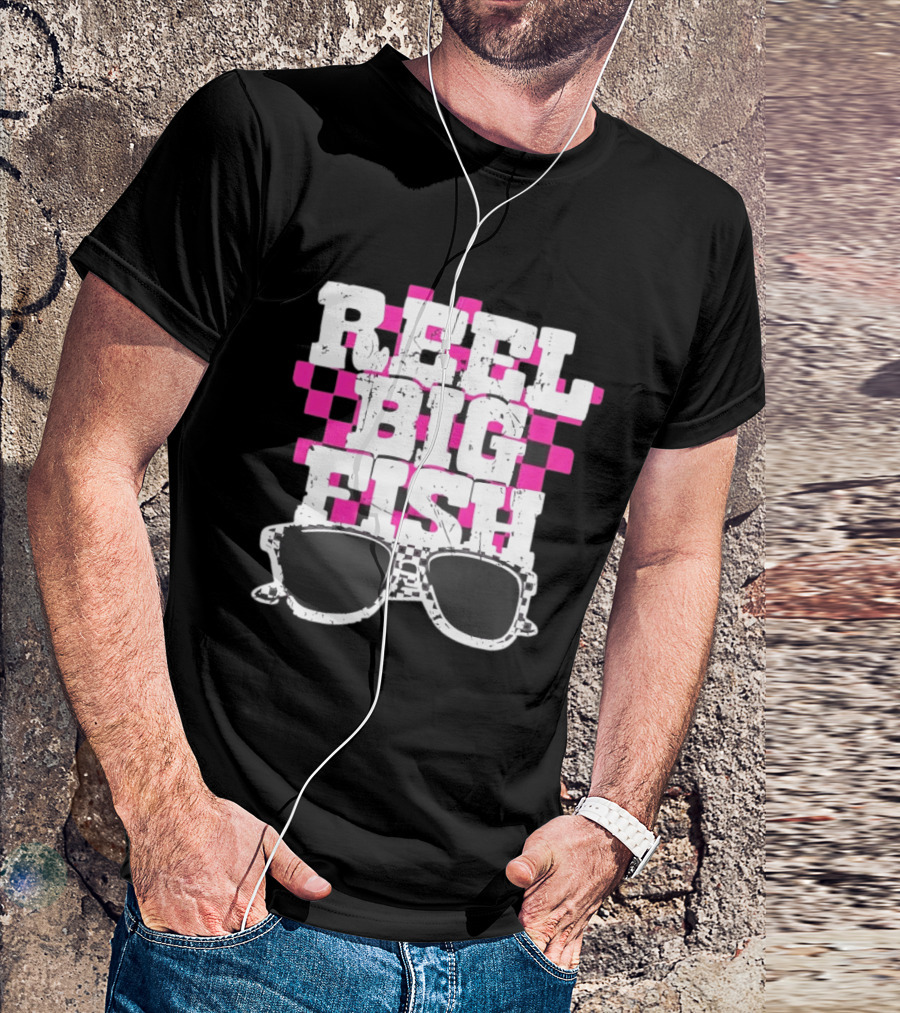 Reel Big Fish Checkered Sunglasses Pink Checkerboard T-Shirt