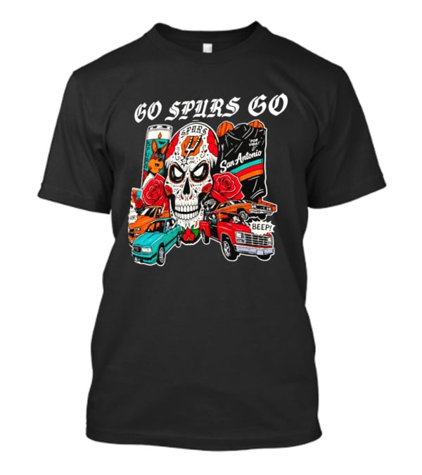 San Antonio Spurs Skull Lowriders Go Spurs Go Fiesta Por Vida T-Shirt