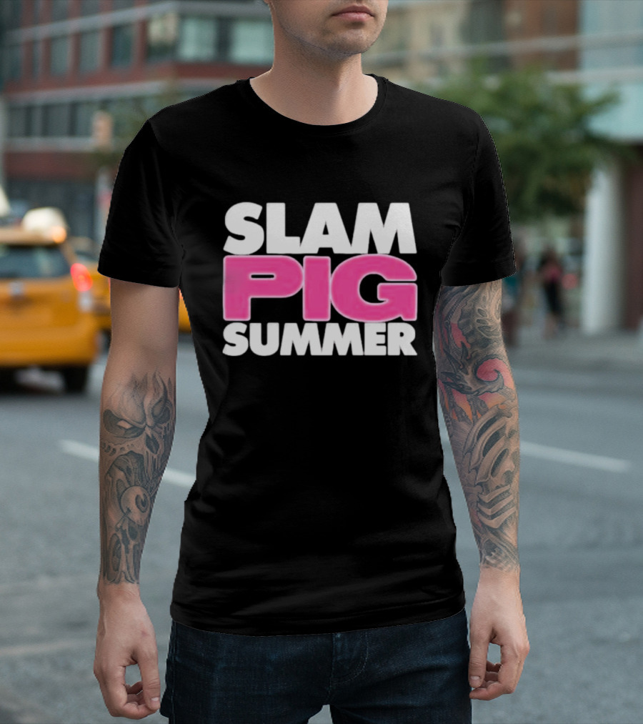 Slam Pig Summer Bold Pink Text Trend T-Shirt