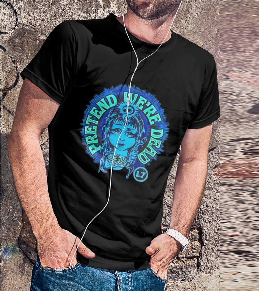 L7 Pretend We're Dead Blue Comic T-Shirt
