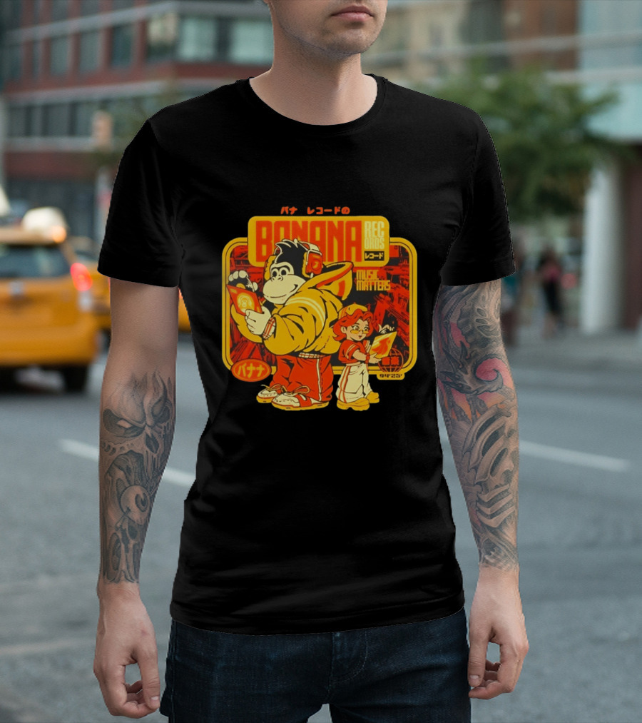 Banana Records Music Matters Retro Style Japanese T-Shirt