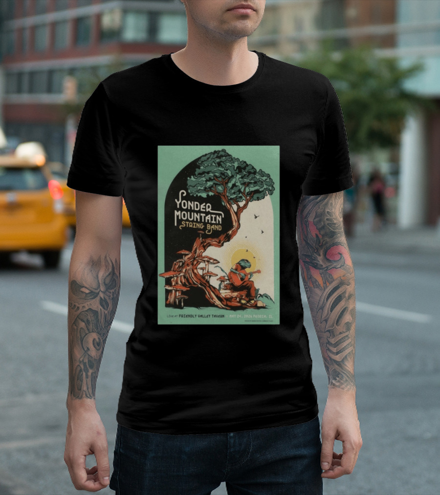 Yonder Mountain String Band Live At Friendly Valley Tavern Peoria IL May 24 2026 T-Shirt