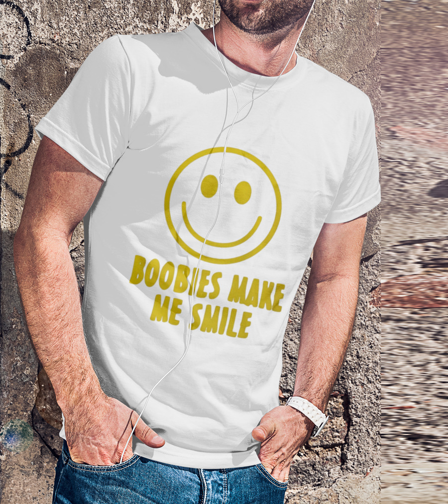 Boobies Make Me Smile Yellow Smiley Face T-Shirt