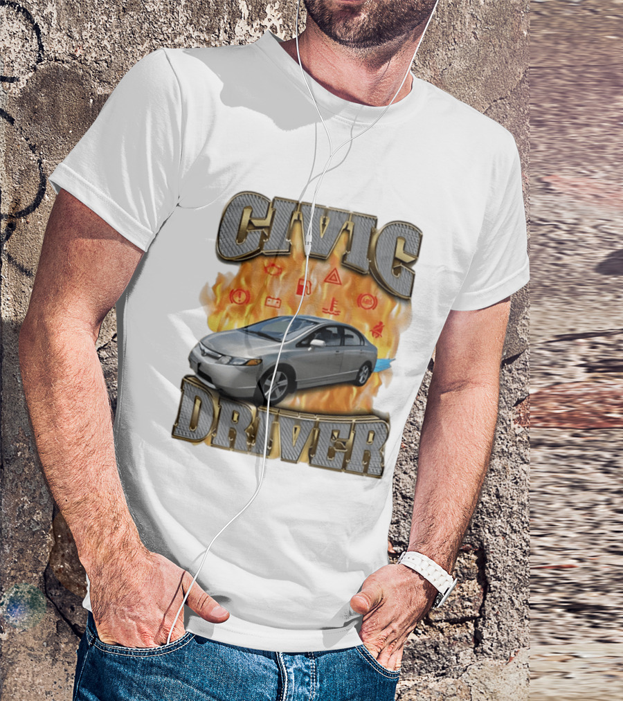 Civic Driver Flames Car T-Shirt