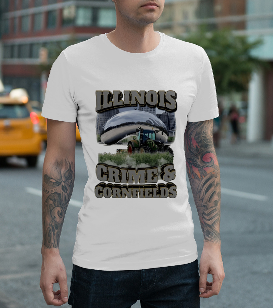 Illinois Crime & Cornfields Cloud Gate Tractor Scenery T-Shirt