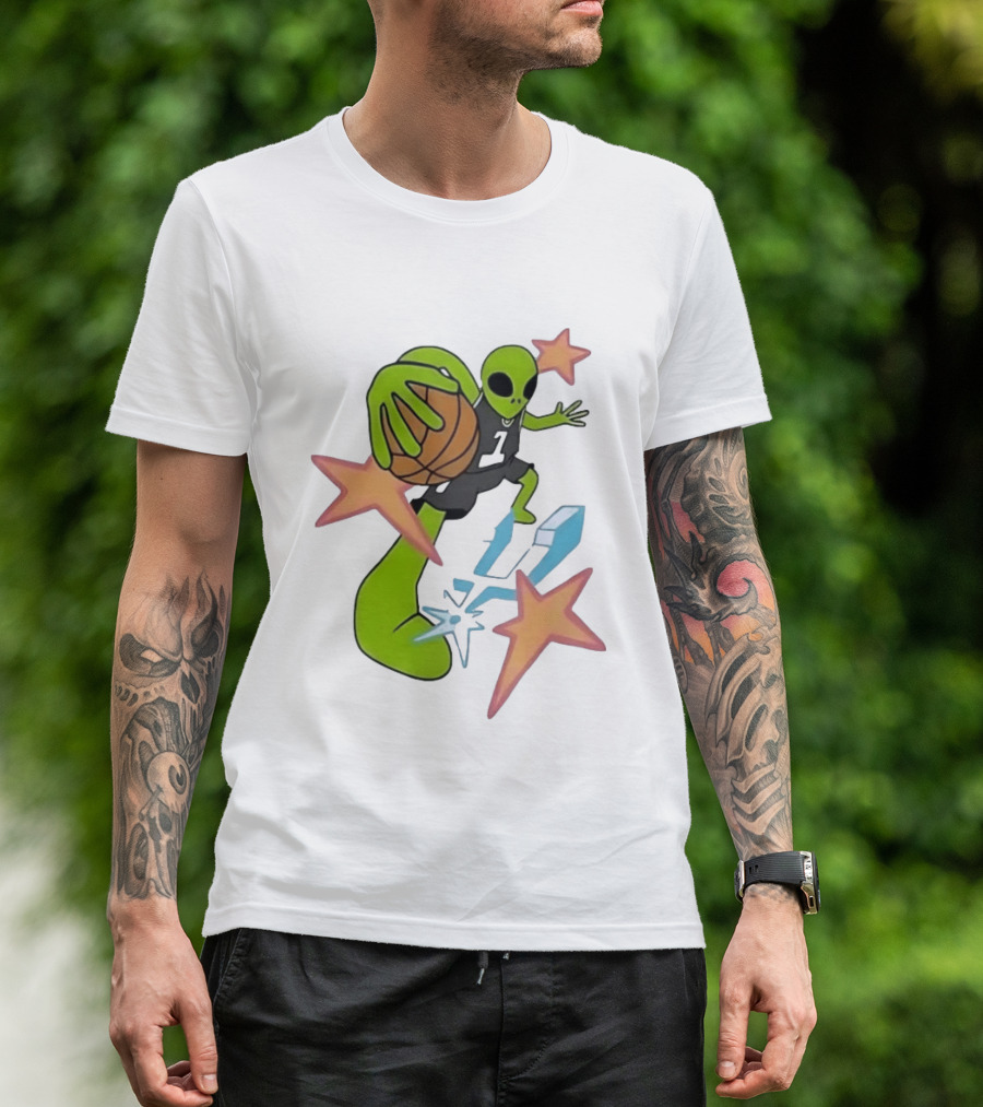San Antonio Spurs Alien Basketball Dunking Stars T-Shirt