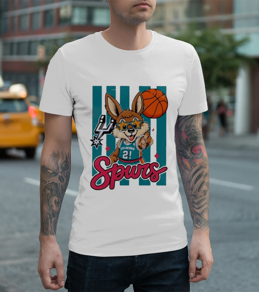 San Antonio Spurs Mascot Basketball Star Glasses Youth 21 T-Shirt