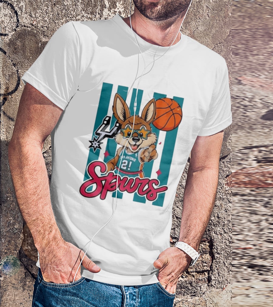 San Antonio Spurs Mascot Basketball Star Glasses Youth 21 T-Shirt