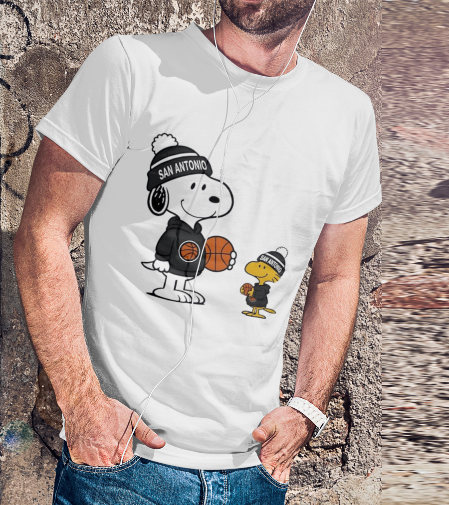 Snoopy And Woodstock Basketball Fans San Antonio Beanies T-Shirt