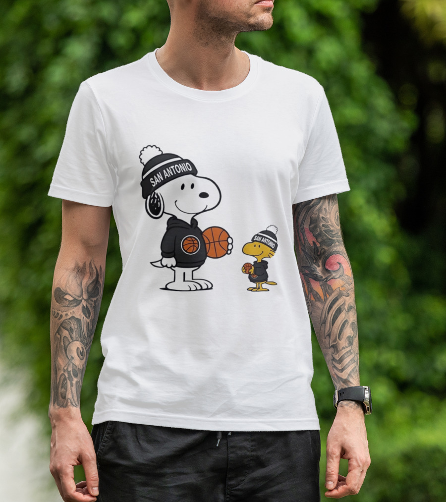 Snoopy And Woodstock Basketball Fans San Antonio Beanies T-Shirt