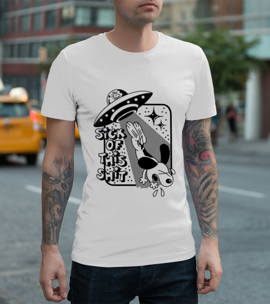 Snoopy Gets Abducted Sick Of This Shit UFO T-Shirt