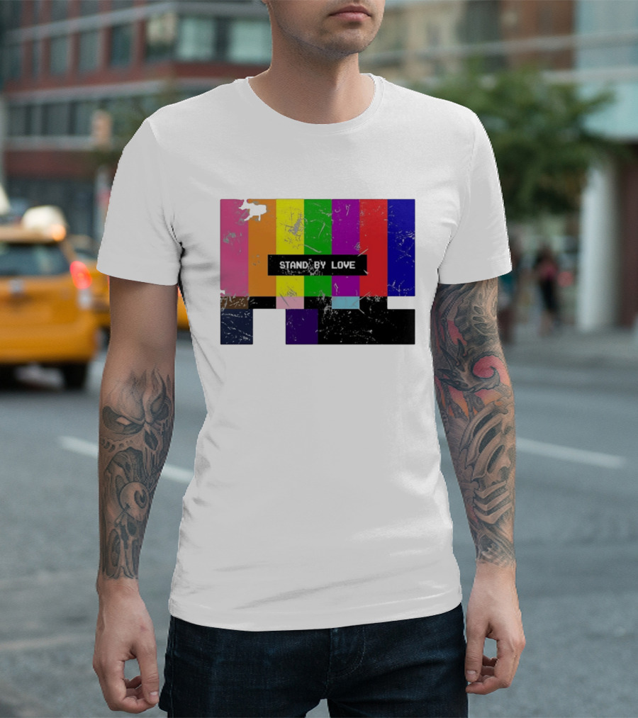 Stand By Love Retro TV Rainbow Pride Multicolor Lines T-Shirt