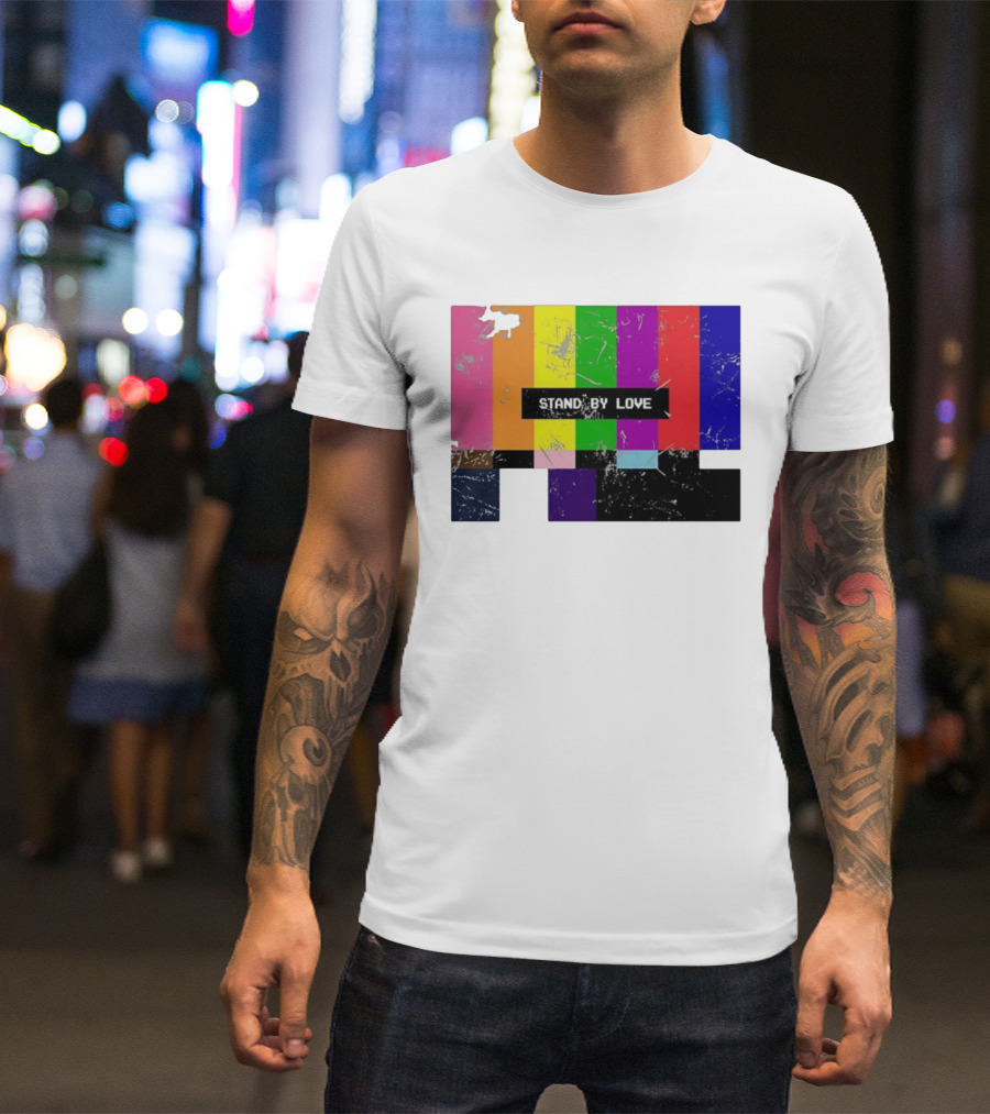 Stand By Love Retro TV Rainbow Pride Multicolor Lines T-Shirt