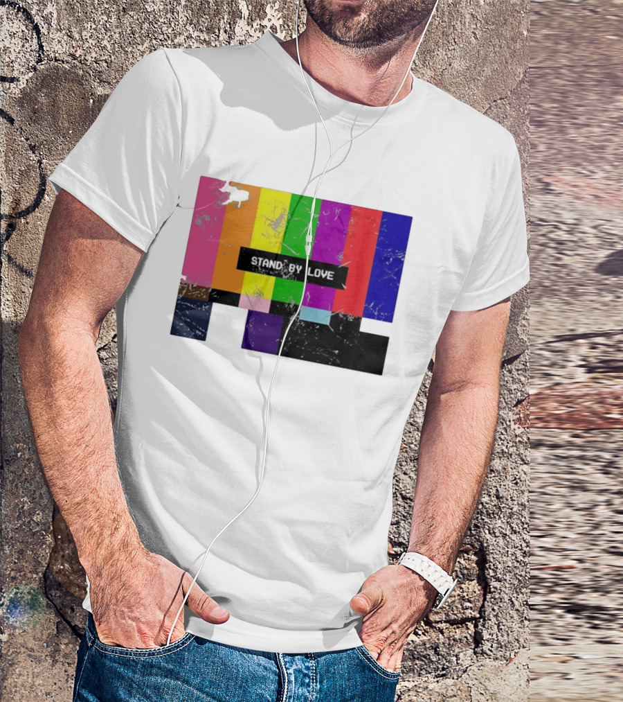 Stand By Love Retro TV Rainbow Pride Multicolor Lines T-Shirt