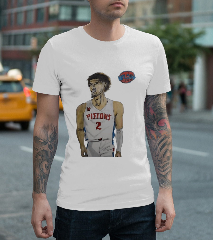Cade Cunningham Welcome Detroit Pistons Hand Drawn Basketball Player Number 2 T-Shirt