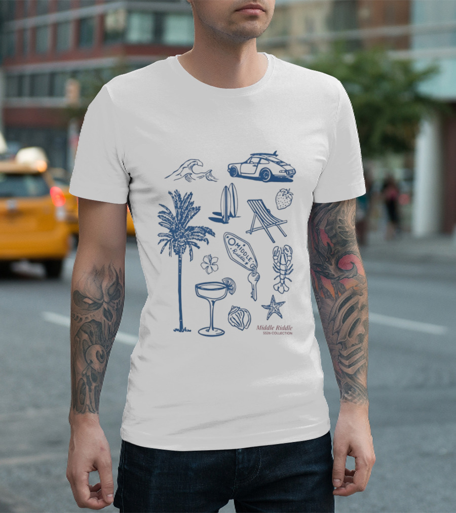 The Coastal Sheer 2026 Summer Collection Palm Waves Surfing Suntanning Chilling Ocean Daze Adventure T-Shirt
