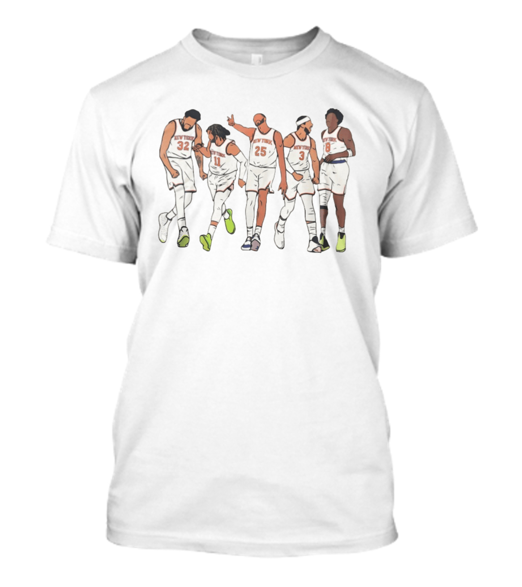 New York Knicks Big Five Players Basketball NBA Cartoon 2026 Team Jersey Fan T-Shirt