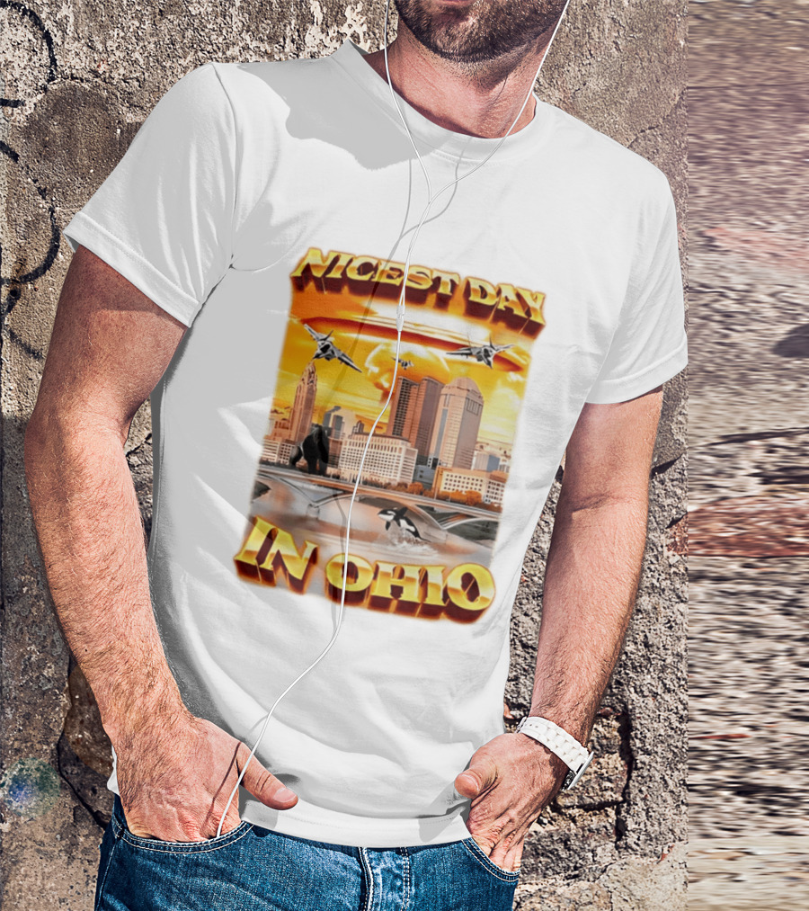 Nicest Day In Ohio Cityscape With Jets And Wildlife T-Shirt