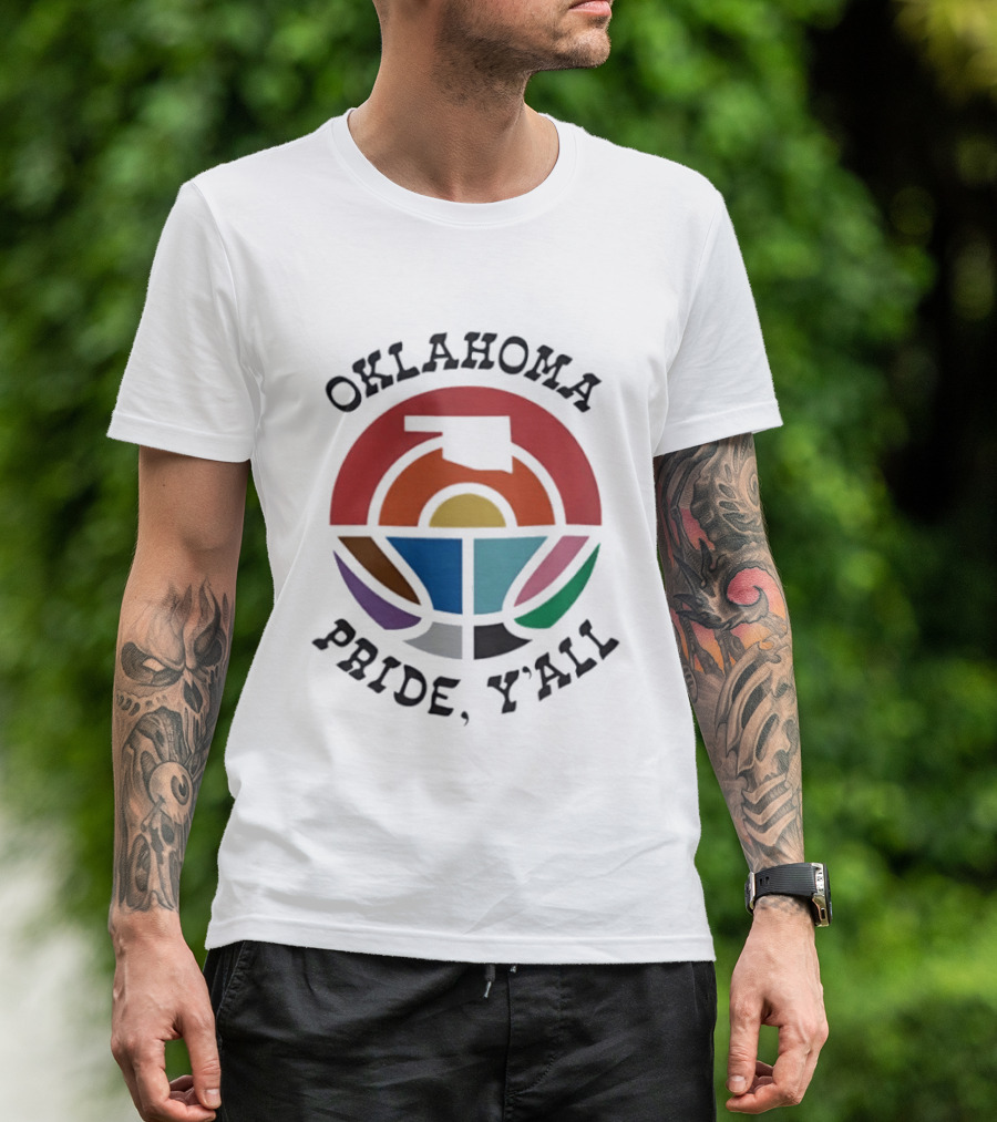 Oklahoma Pride Y'all Colorful State Sunset T-Shirt
