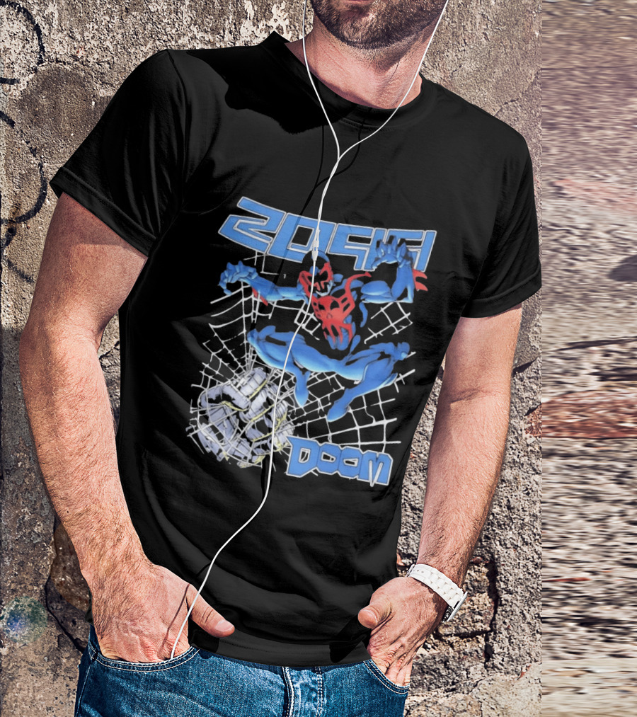 2099 Spider Man Doom Web Punching Action T-Shirt