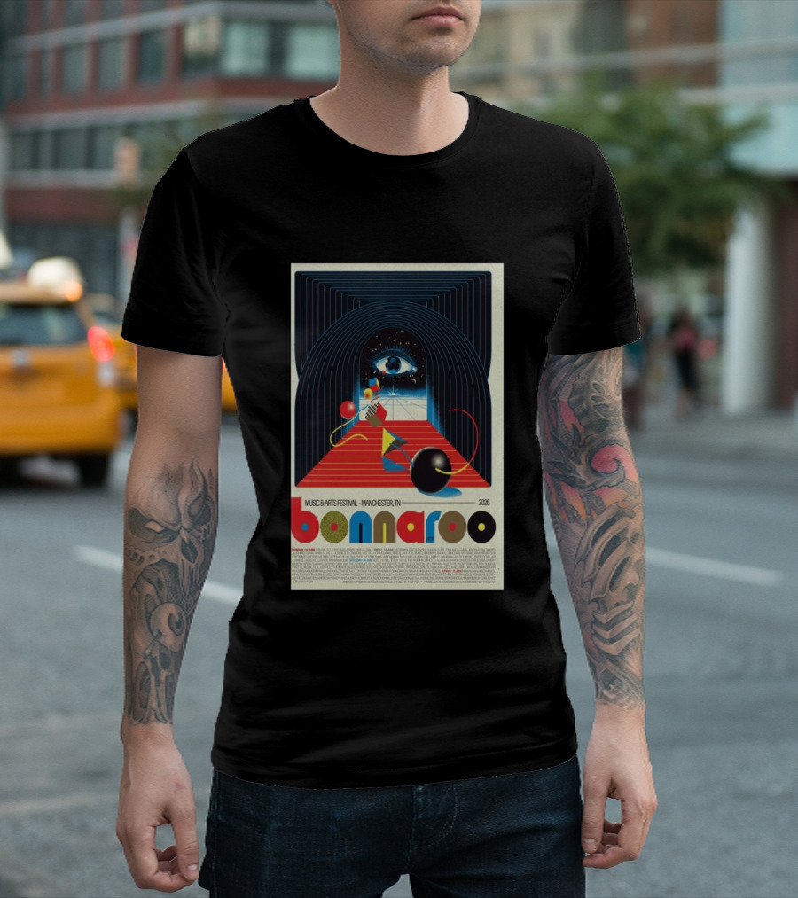 Bonnaroo Music & Arts Festival 2026 Manchester TN June 11 14 Retro Eye T-Shirt
