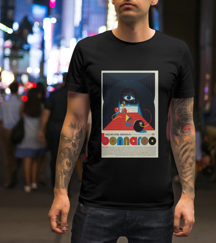 Bonnaroo Music & Arts Festival 2026 Manchester TN June 11 14 Retro Eye T-Shirt