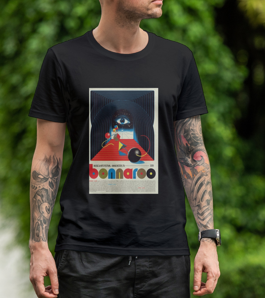 Bonnaroo Music & Arts Festival 2026 Manchester TN June 11 14 Retro Eye T-Shirt