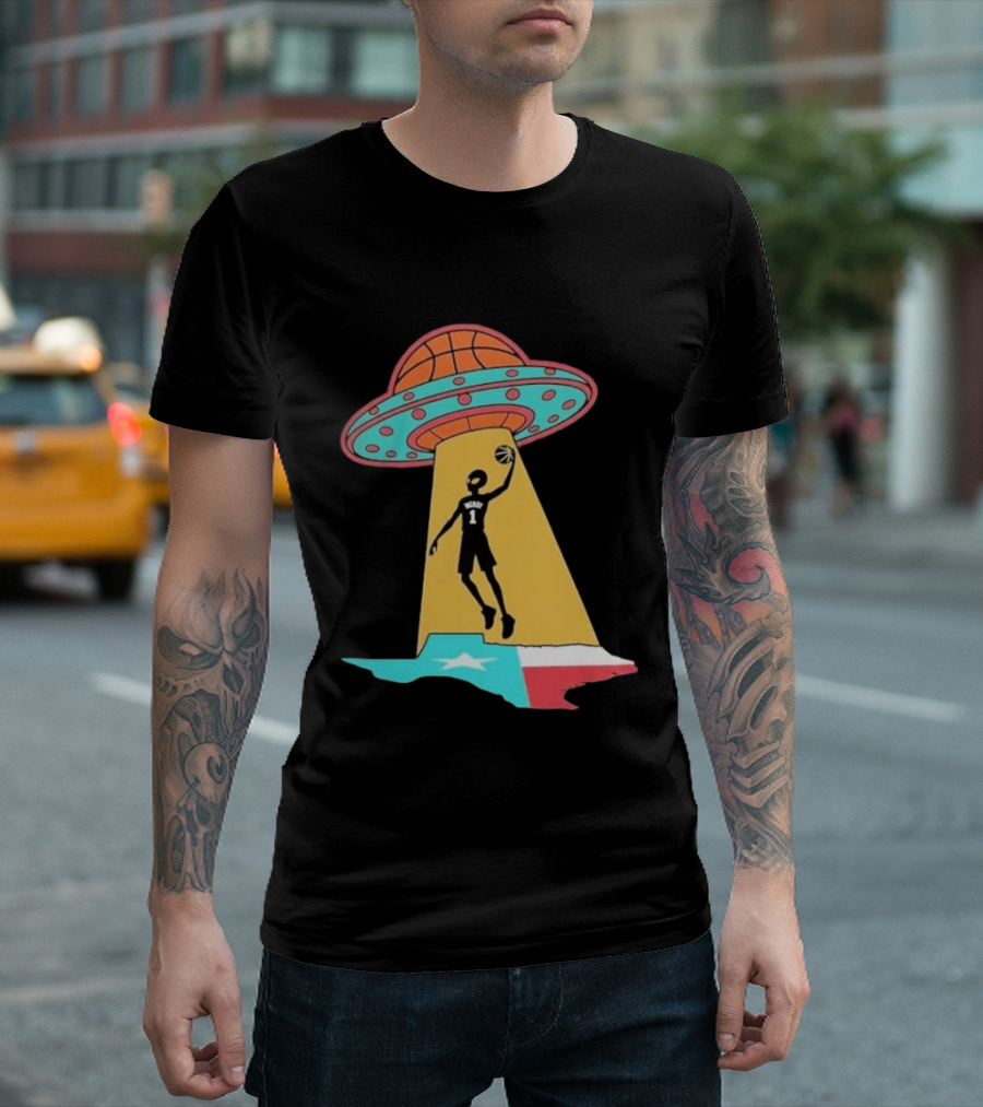 San Antonio Wemby The Alien Spurs Star UFO Basketball Texas T-Shirt