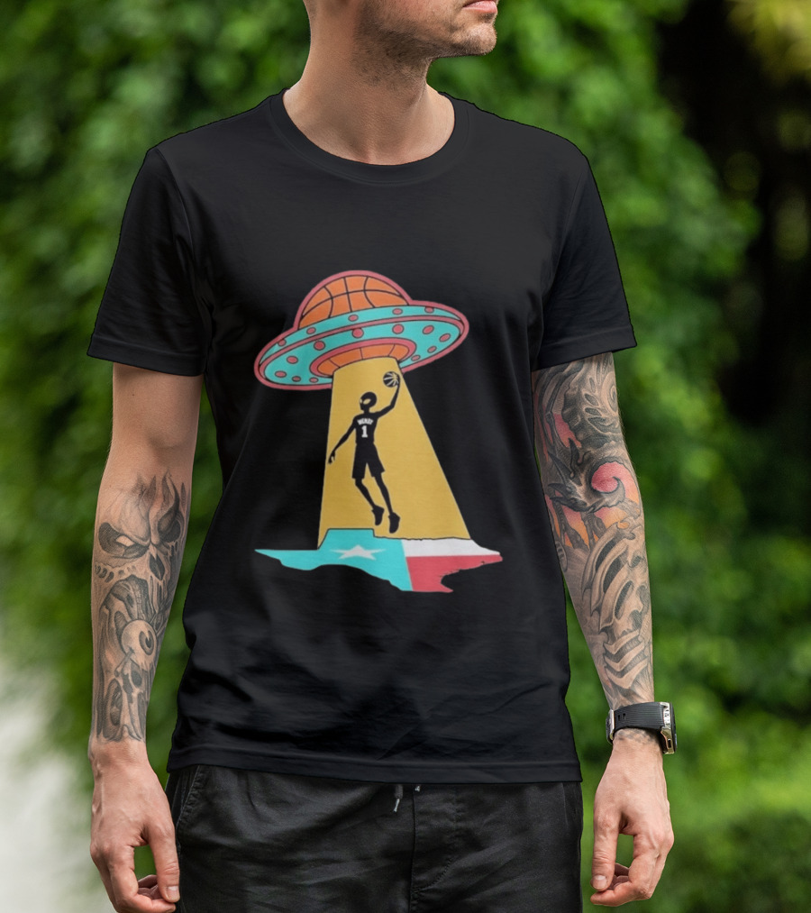 San Antonio Wemby The Alien Spurs Star UFO Basketball Texas T-Shirt