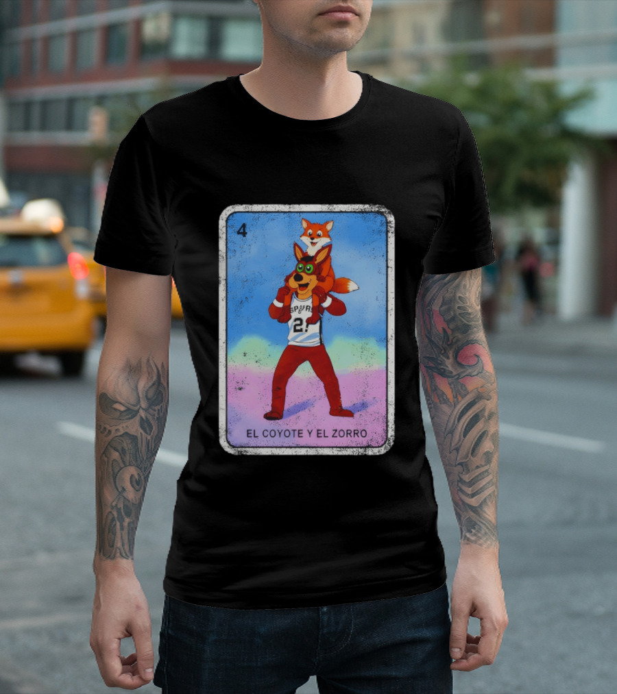 San Antonio Spurs Coyote El Zorro Lotería Card Number 4 T-Shirt