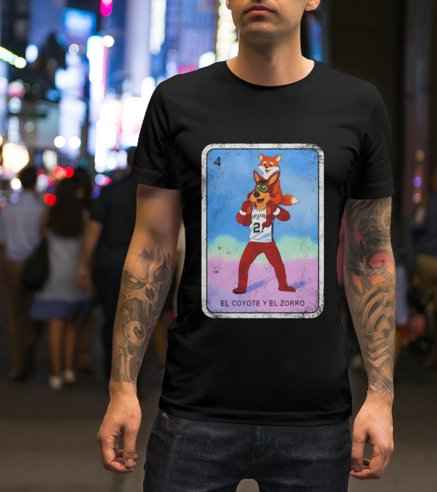 San Antonio Spurs Coyote El Zorro Lotería Card Number 4 T-Shirt