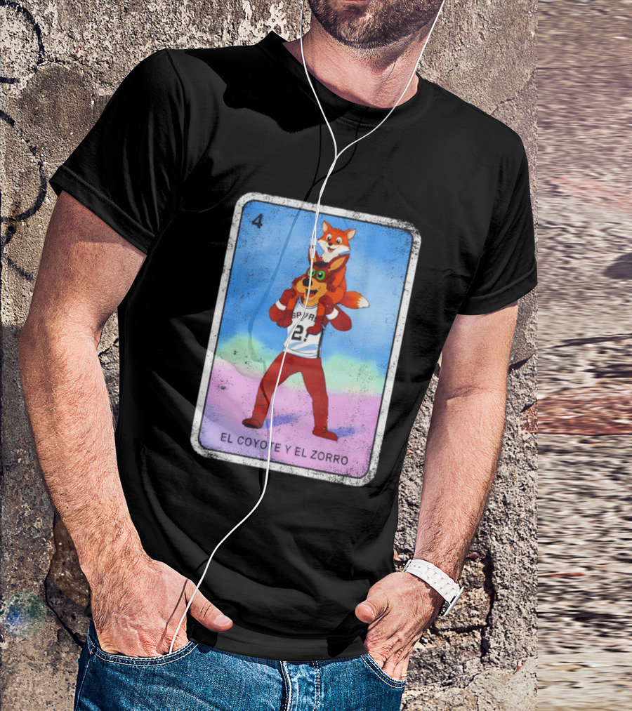 San Antonio Spurs Coyote El Zorro Lotería Card Number 4 T-Shirt