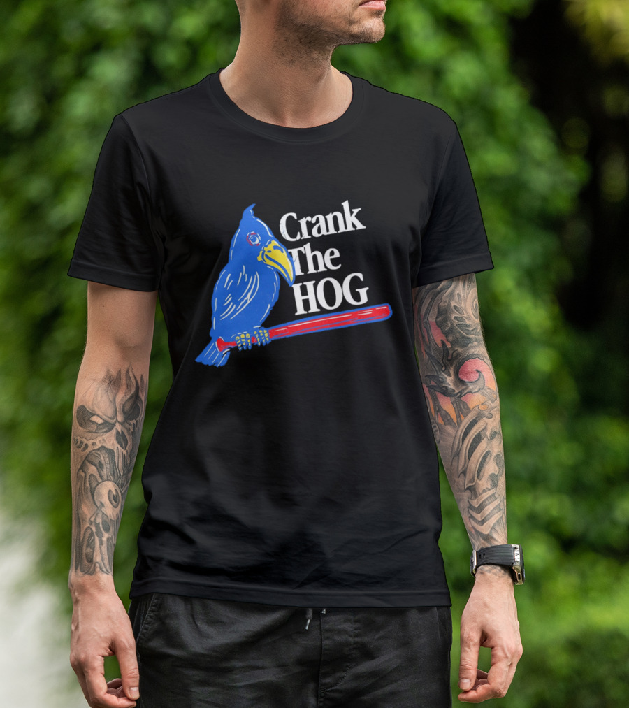 Kansas Jayhawks Crank The Hog Baseball Bird T-Shirt