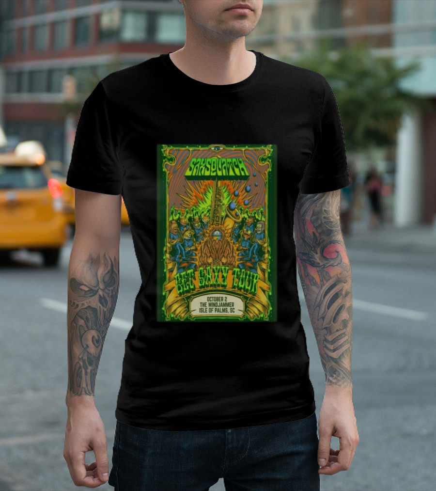 Saxsquatch Get Saxy Tour The Windjammer Isle Of Palms SC October 2 2026 T-Shirt