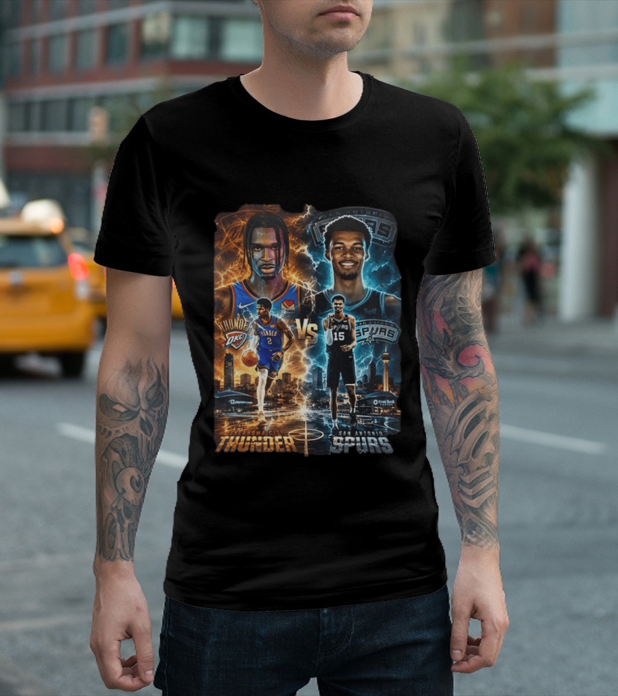 Shai Gilgeous Alexander Oklahoma City Thunder Vs Victor Wembanyama San Antonio Spurs NBA Showdown T-Shirt
