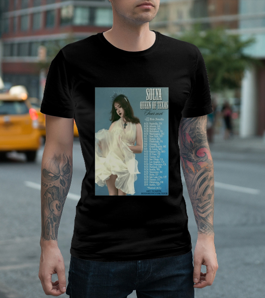 Solya Queen Of Texas Tour 2026 With Special Guest Tele Novella T-Shirt