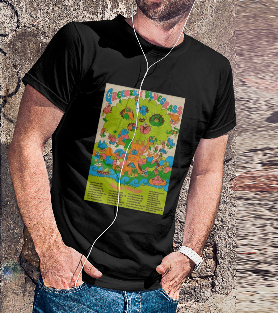 Greensky Bluegrass Summer Tour 2026 Psychedelic Tree Artwork With Tour Dates And Cities T-Shirt