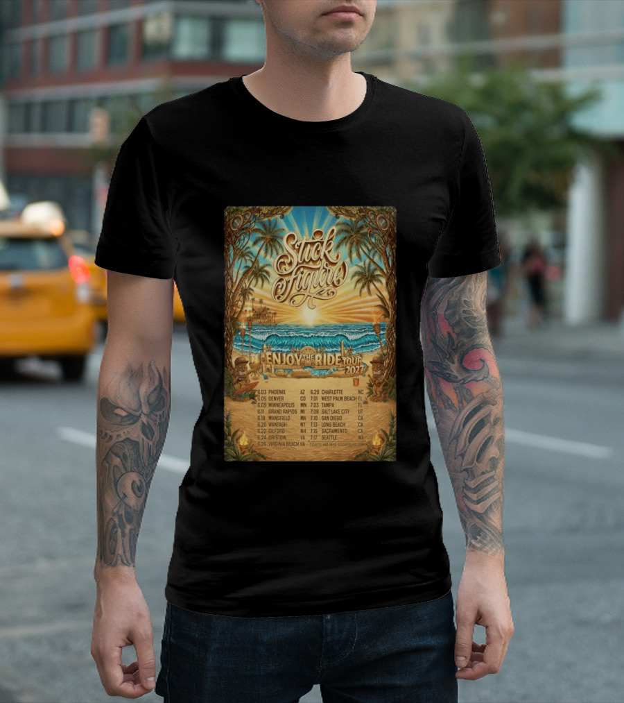 Stick Figure Enjoy The Ride Tour 2027 Phoenix To Seattle Dates And Locations T-Shirt
