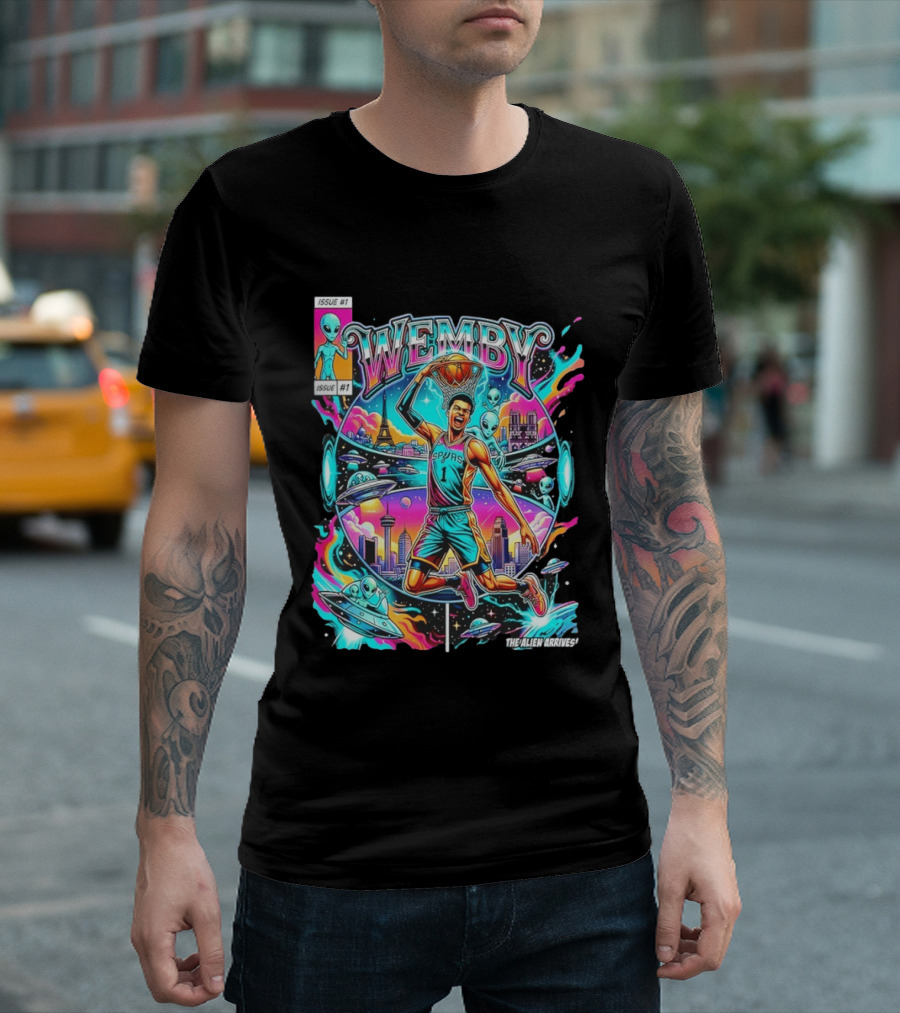 Wemby The Alien Arrives San Antonio Spurs Basketball Issue #1 T-Shirt