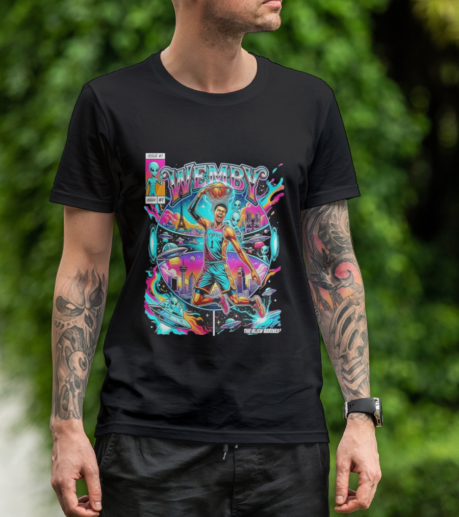 Wemby The Alien Arrives San Antonio Spurs Basketball Issue #1 T-Shirt