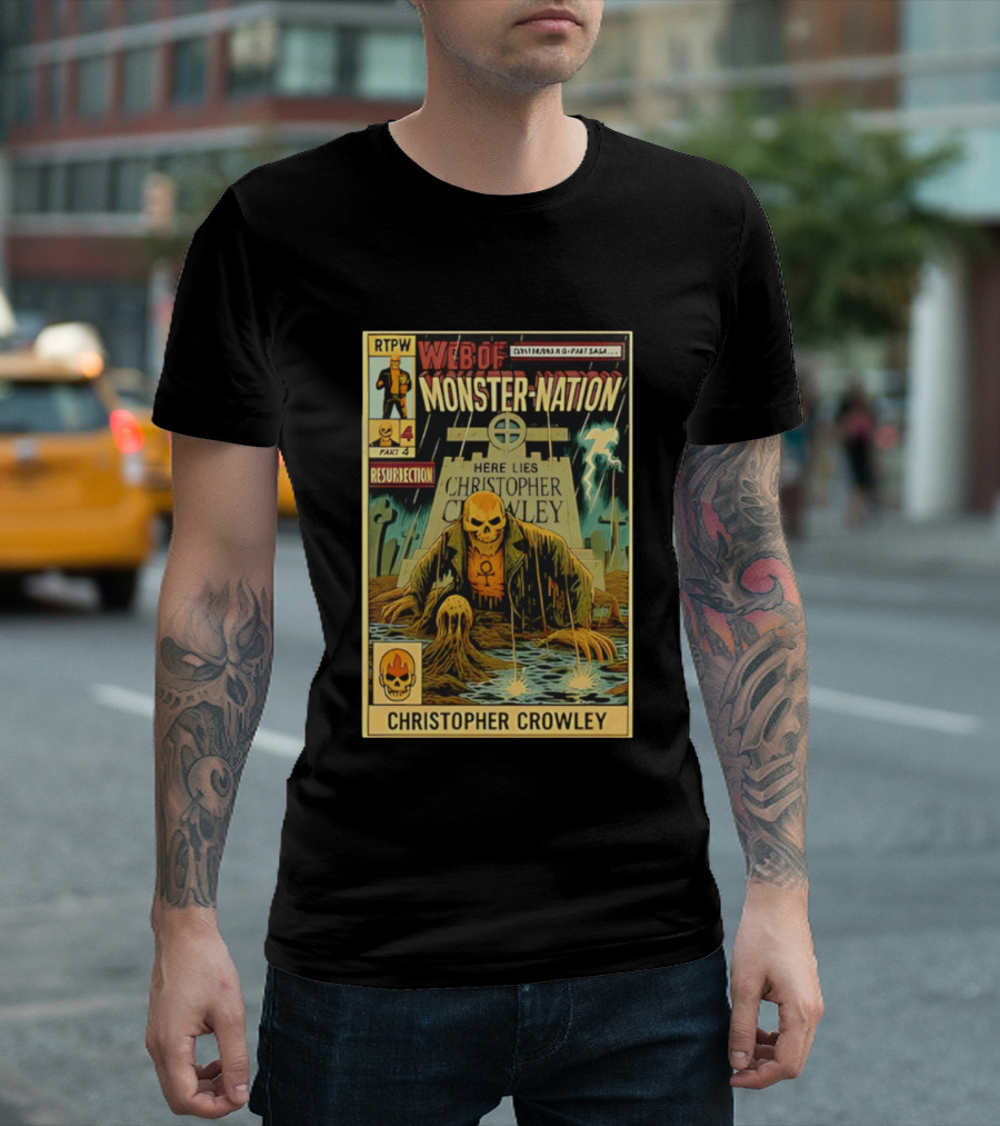 Resurrection Web Of Monster Nation Christopher Crowley Comic Part 4 Skeleton Tombstone T-Shirt
