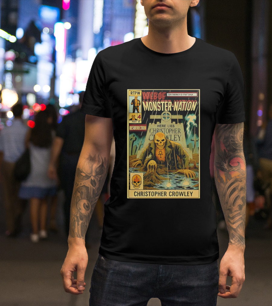 Resurrection Web Of Monster Nation Christopher Crowley Comic Part 4 Skeleton Tombstone T-Shirt