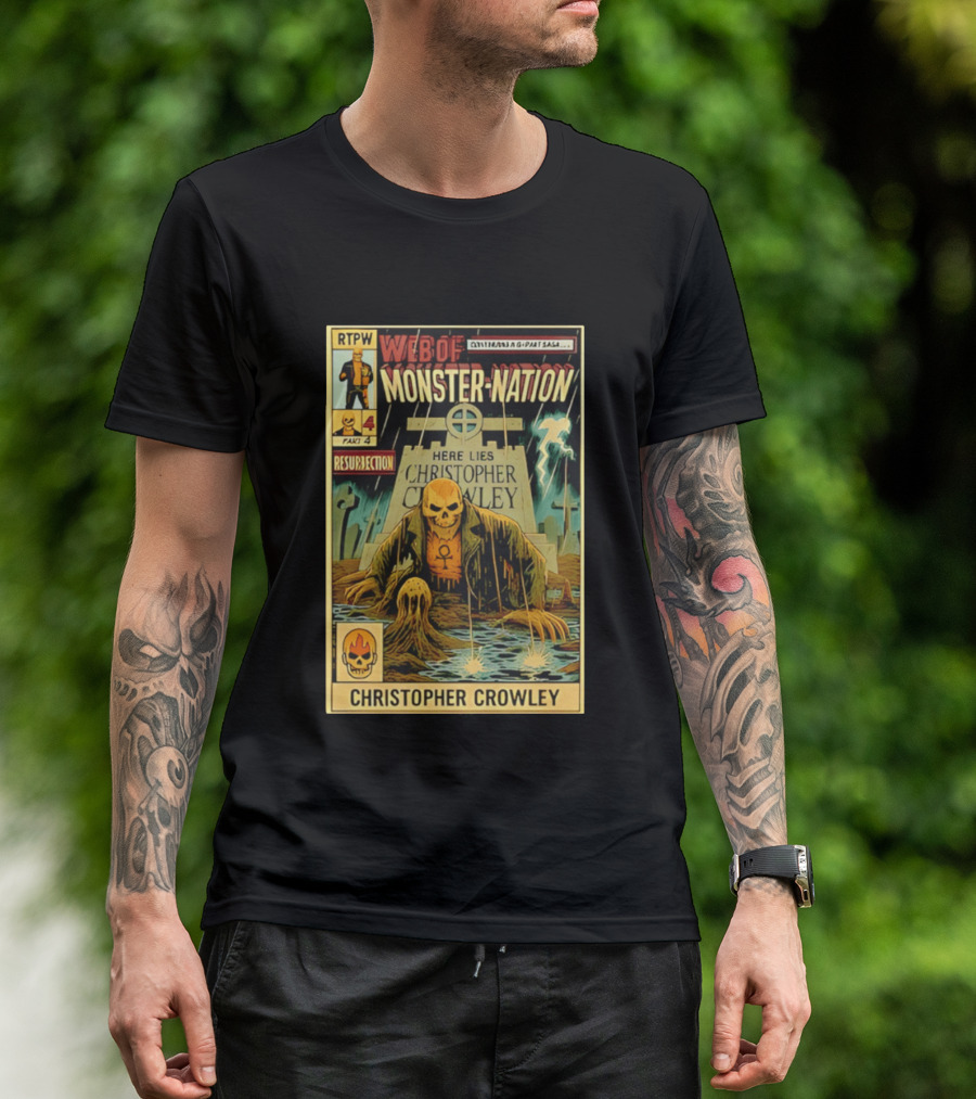 Resurrection Web Of Monster Nation Christopher Crowley Comic Part 4 Skeleton Tombstone T-Shirt