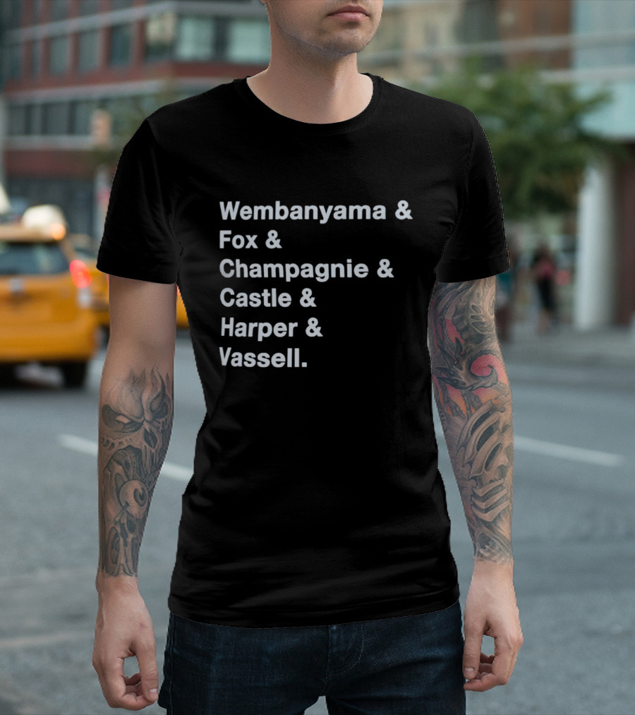 Wembanyama Fox Champagnie Castle Harper Vassell San Antonio Spurs Basketball NBA 2026 T-Shirt