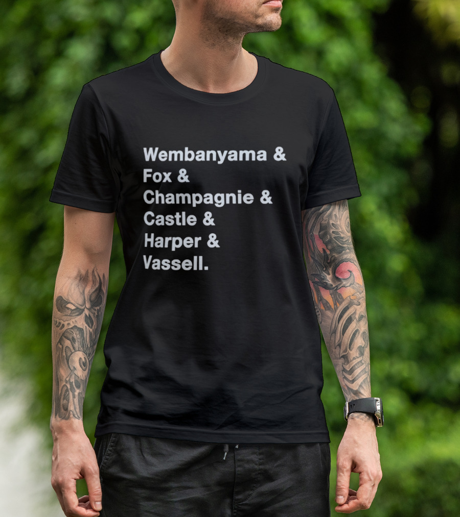 Wembanyama Fox Champagnie Castle Harper Vassell San Antonio Spurs Basketball NBA 2026 T-Shirt